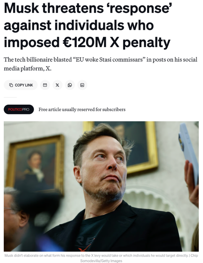 馬斯克喊話“廢除歐盟” 華盛頓順勢(shì)對(duì)歐開火