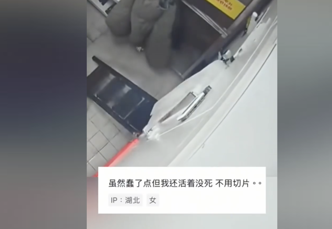 女子用梯子撐冷庫(kù)門將自己反鎖