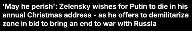 泽连斯基圣诞致辞引争议 和平计划披露