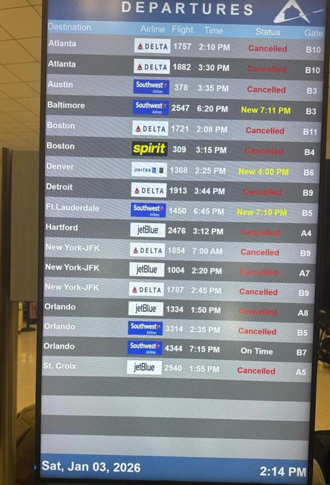 美国对委内瑞拉实施军事打击，拉美地区多个机场赴美航班全部取消 安全风险显著上升