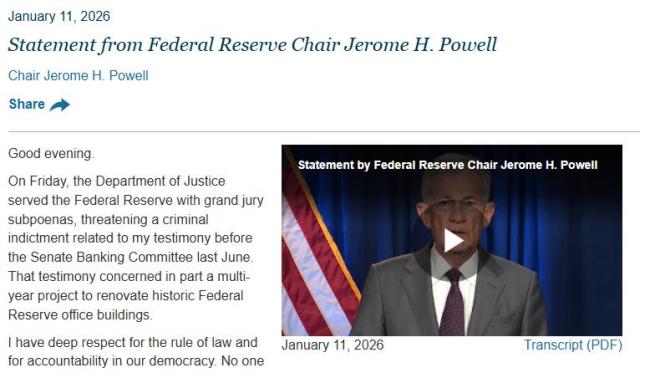 史无前例：特朗普政府对美联储主席启动刑事调查