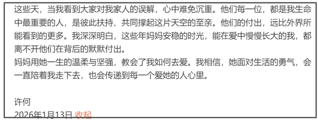 何晴儿子称许亚军给自己莫大支持 澄清误解引发热议