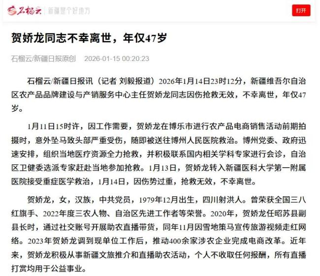 贺娇龙曾说第一身份永远是公职人员