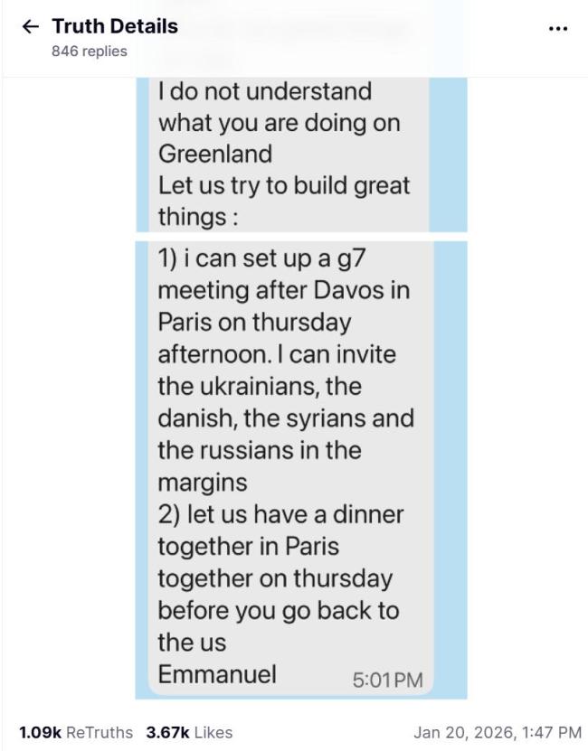 特朗普公开晒马克龙的短信 引发外交风波