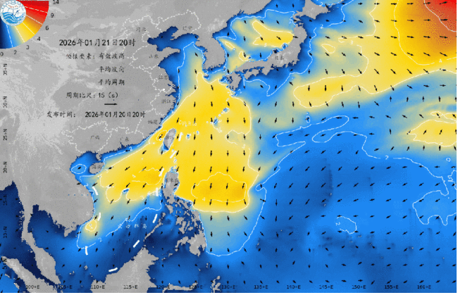 上海等近岸海域将出现2到3.3米中到大浪