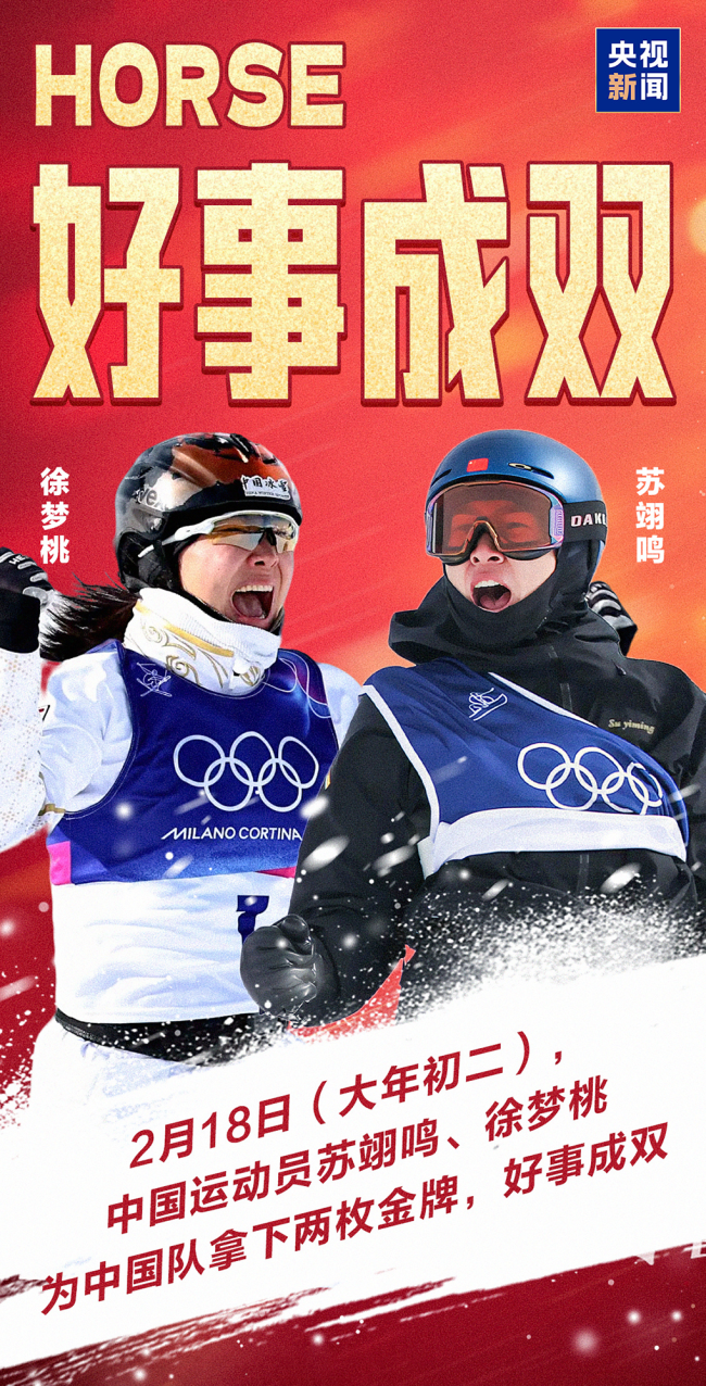 善事成双，冬奥会中国队连夺两金