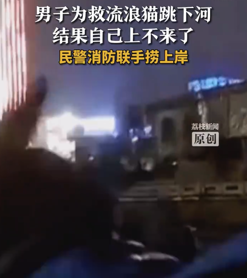 尴尬了！男子为救猫跳河惊动警方消防