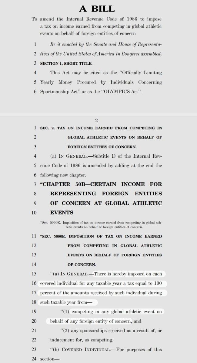 针对谷爱凌？美国欲推动立法打击 征收100%联邦税