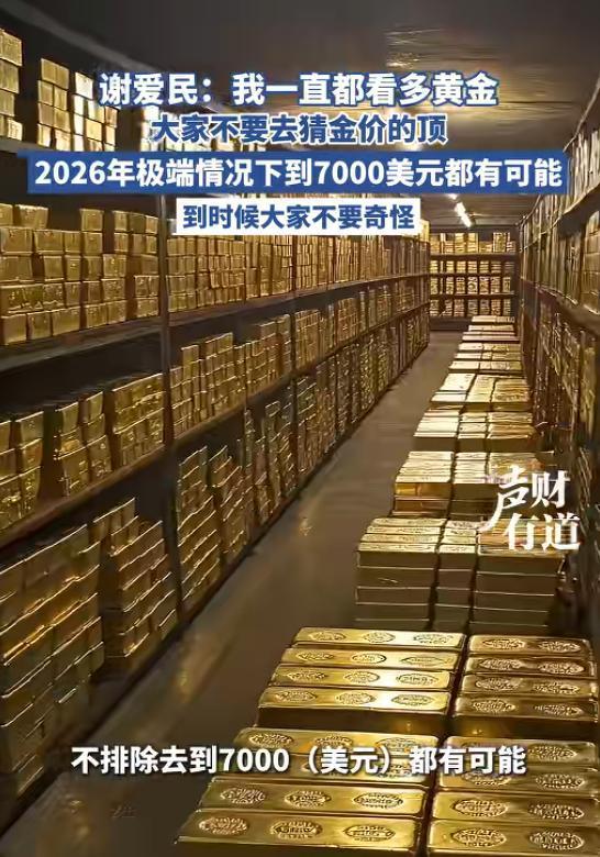 专家：金价极端情况下或到7000美元