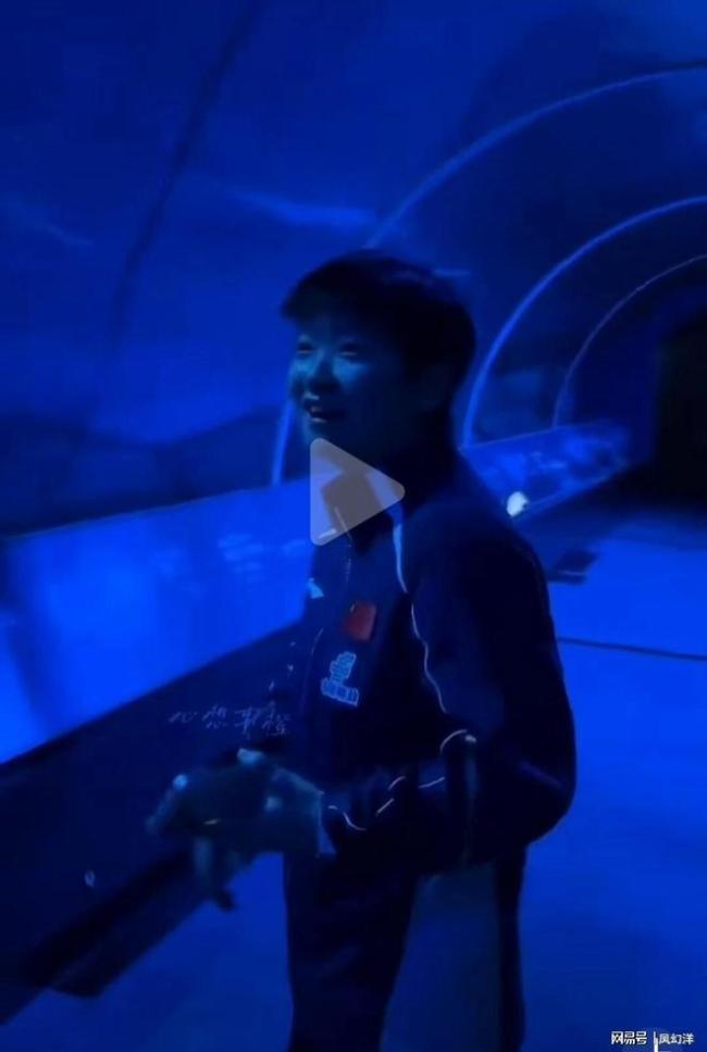 王楚钦观赏鲨鱼 与孙颖莎共拍宣传照