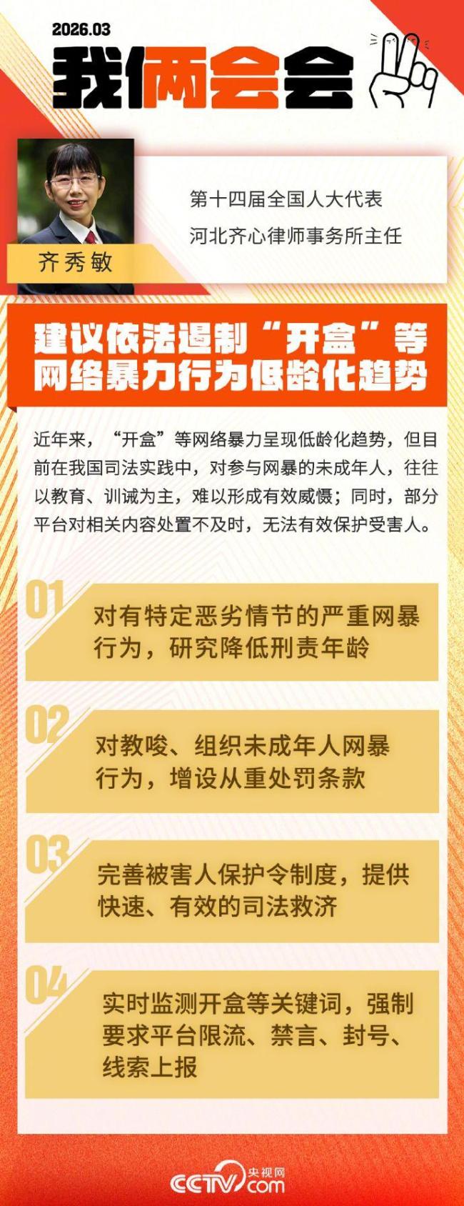 全国人大代表建议研究降低网暴刑责年龄门槛
