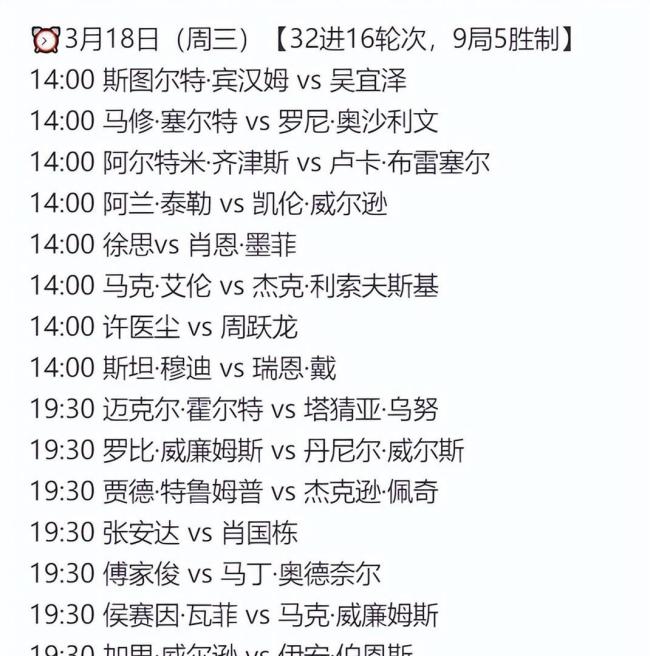 斯诺克玉山公开赛32强出炉 中国军团8人晋级