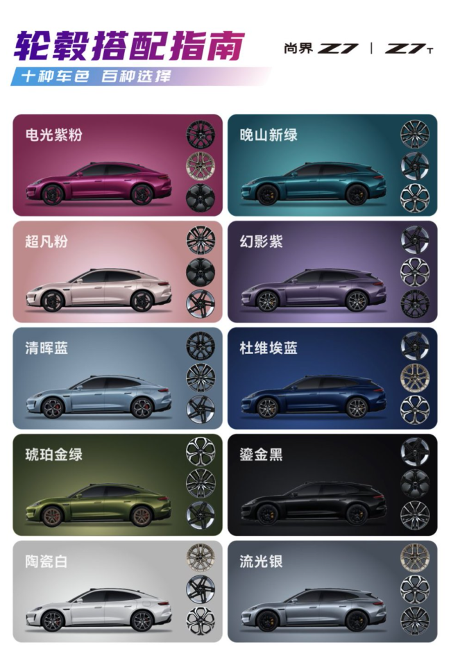 尚界Z7十款车色全部亮相 年轻潮流的“调色盘”