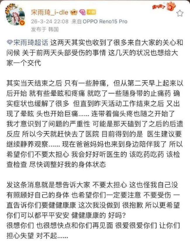 北京:95后女歌手宋雨琦演唱会时头部受猛烈撞击!最新回应