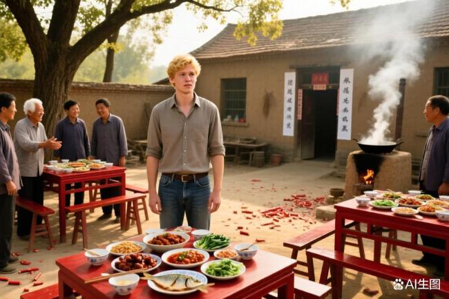 村民办白事酒席老外当成饭店 善意化解尴尬