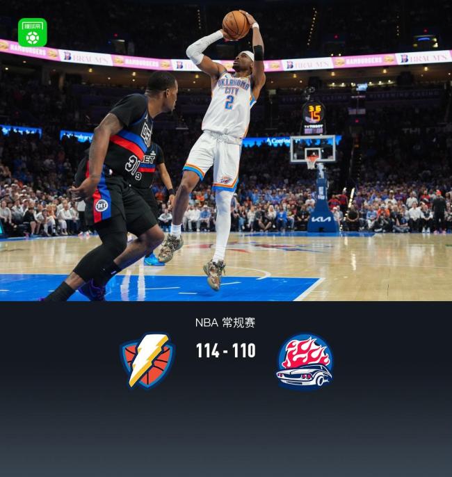 雷霆加时114-110险胜活塞