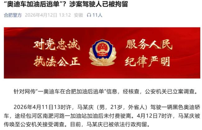 男子开奥迪加油逃单