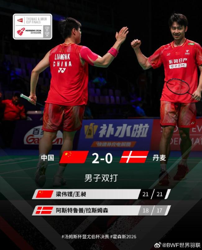 汤姆斯杯中国队3-0丹麦队晋级决赛 决赛将战法国队