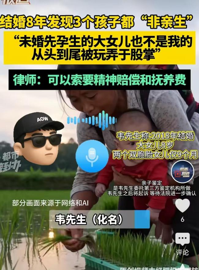 男子结婚8年发现3个孩子都非亲生 妻子长期出轨真相揭晓