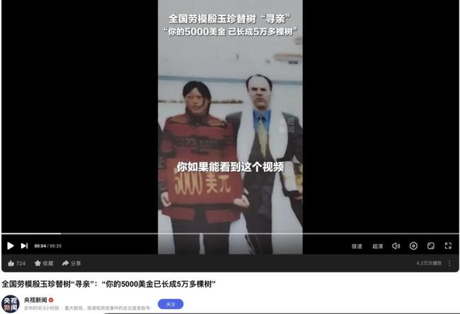 劳模大妈替树“寻亲”后续 5000美元长成森林