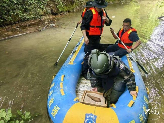 深山惊现遗留炮弹特巡警排险 水陆联动除隐患