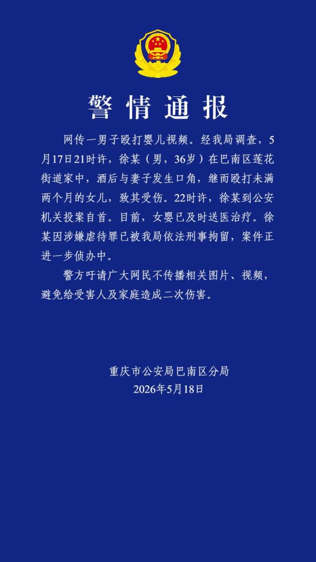 男子殴打女儿被刑拘