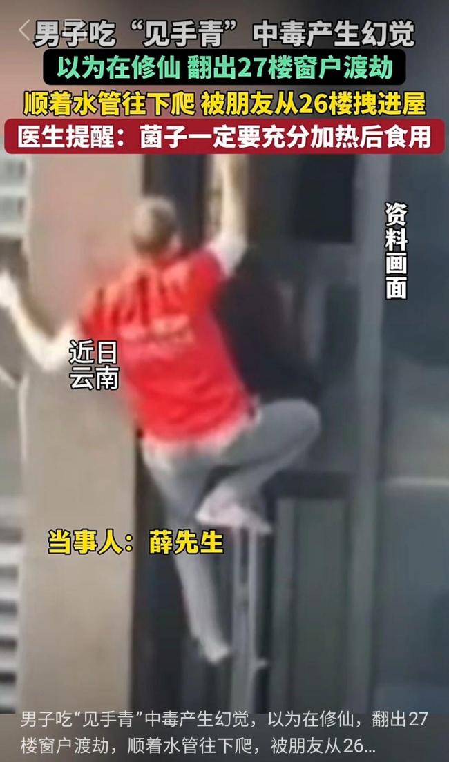 男子吃见手青中毒后幻想“修仙渡劫”
