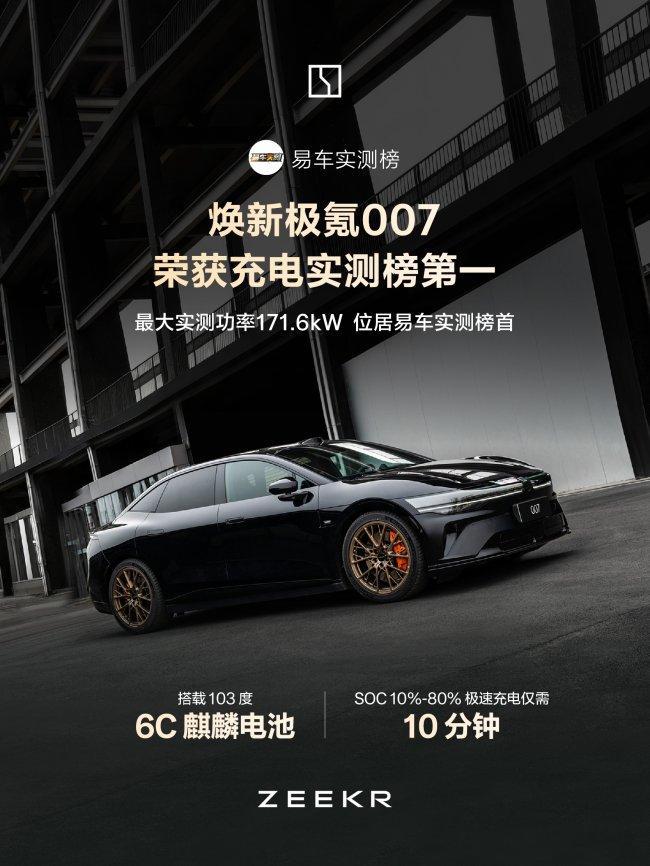 极氪007获垂媒实测三项同级第一 900V高压架构助力领先