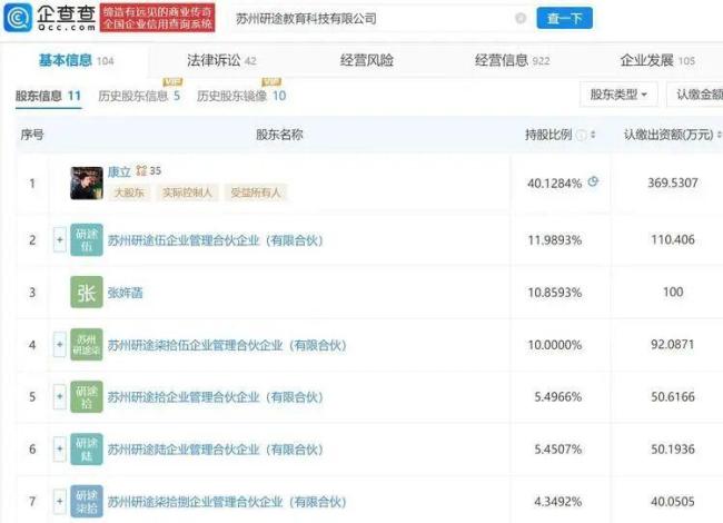 张姩菡接手张雪峰公司股份 未成年女儿接棒持股