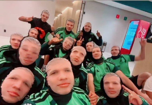 诡异得像AI！墨西哥球员集体戴上哈兰德头套 欢乐致敬引发热议