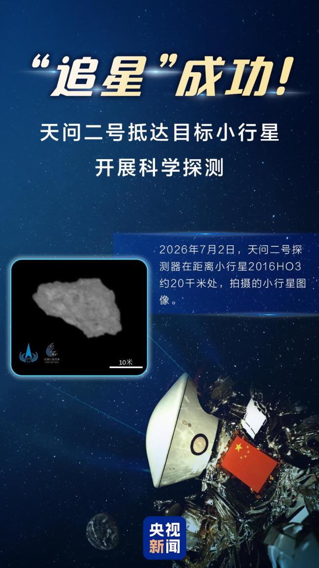 天问二号抵达目标小行星开展科学探测