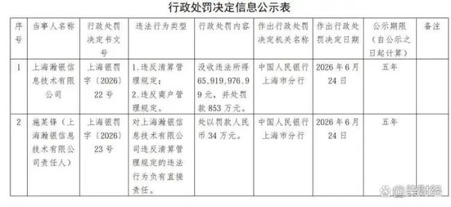 第三方支付再现巨额罚单