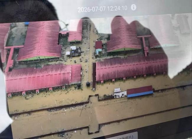 养猪场被淹400多员工断水断粮 无人机紧急空投救援