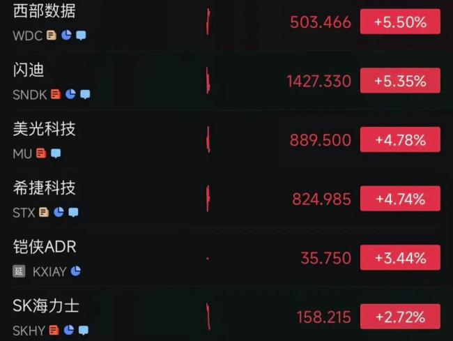 美股存储芯片反弹