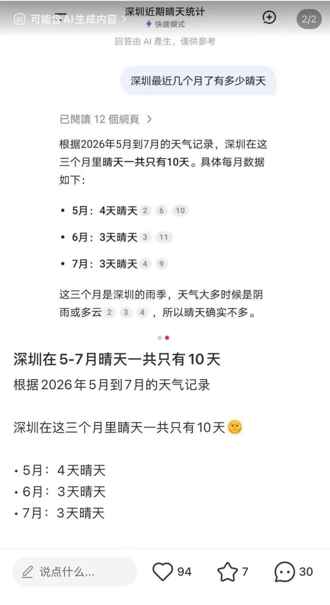 深圳5至7月降雨日占比64%