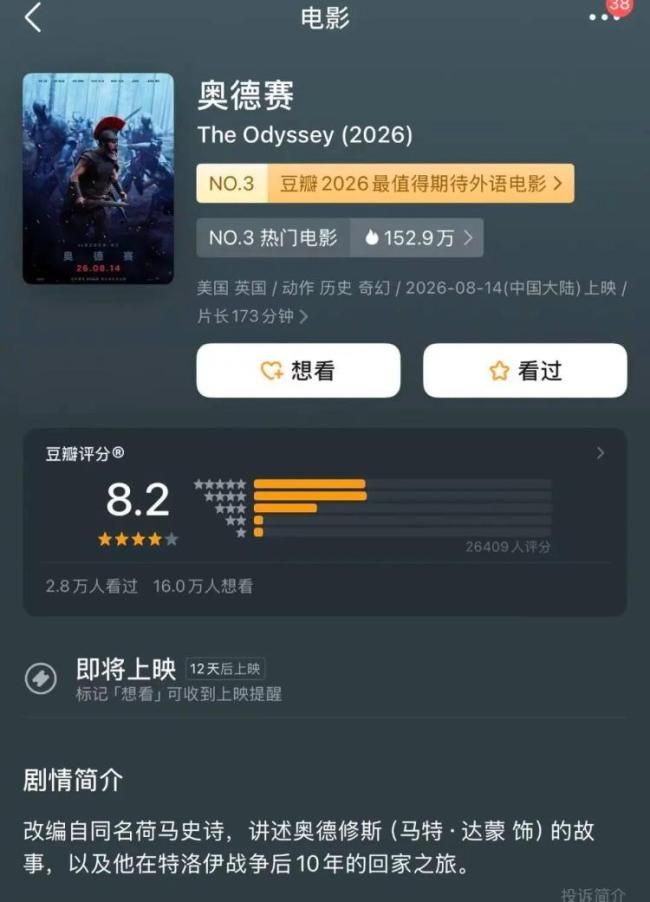 奥德赛预售总票房破2000万 高票价未减观影热情