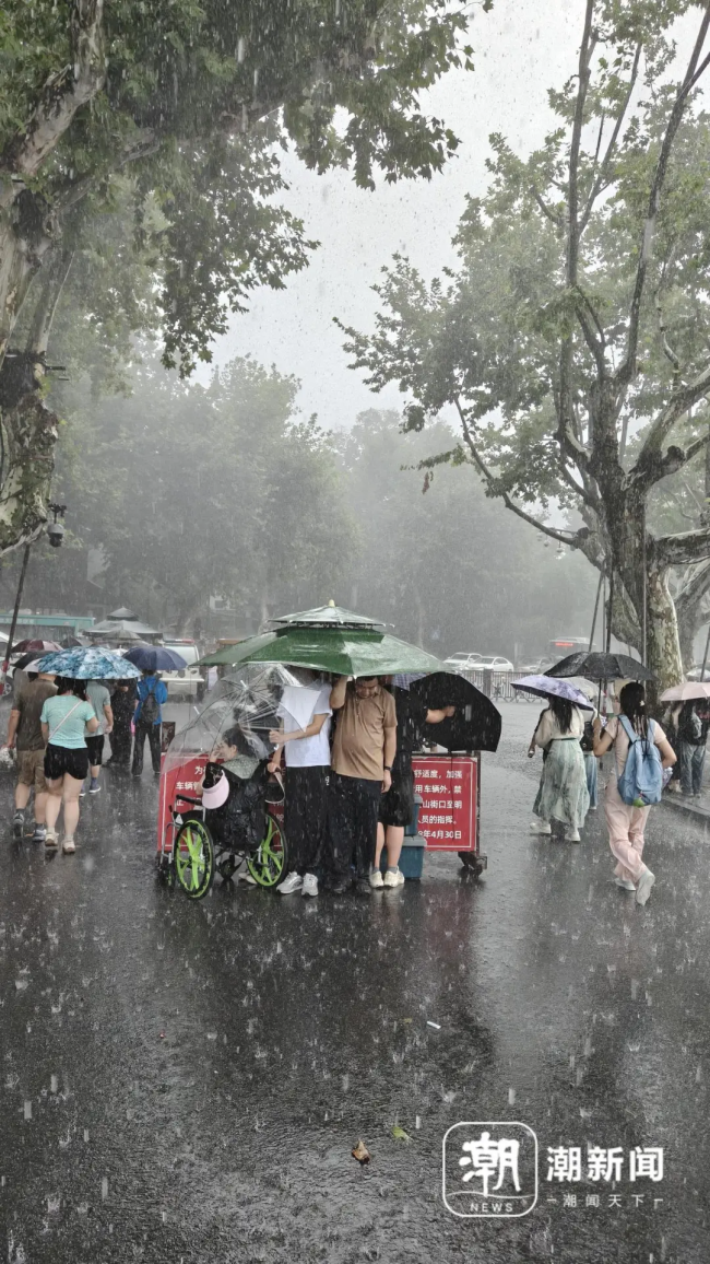 西湖突现狂风暴雨 游客瞬间被浇透 景区提醒避险