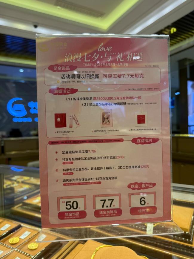 暴涨10% 七夕带火平价小克重黄金 年轻群体热捧轻量化金饰