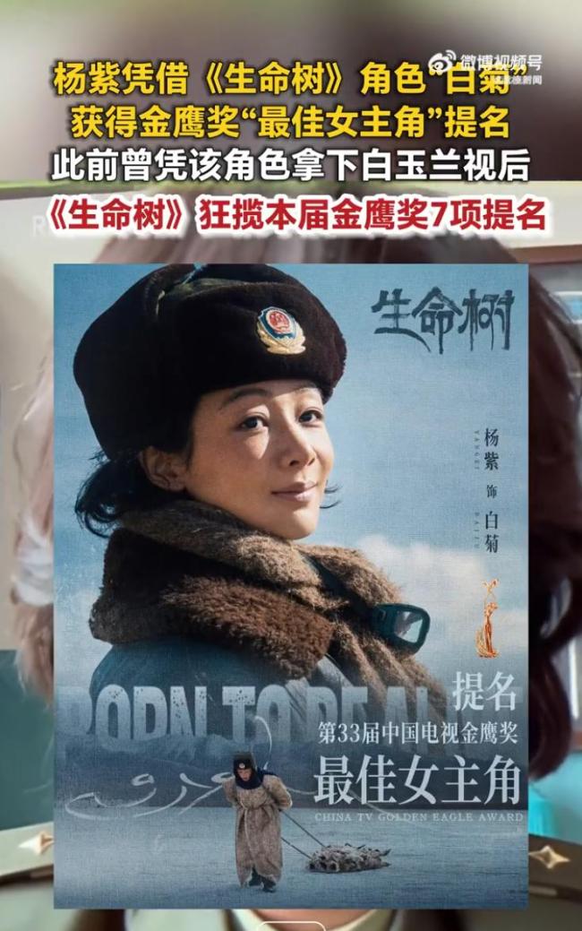 杨紫提名第33届金鹰奖最佳女主角 《生命树》再获认可