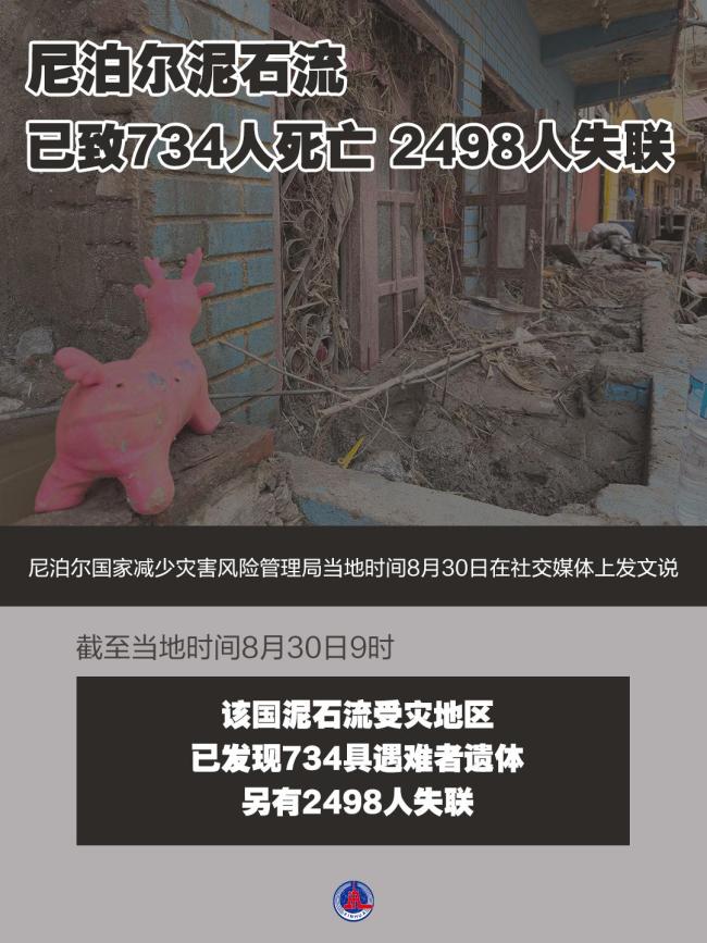 尼泊尔泥石流灾害已致734人遇难