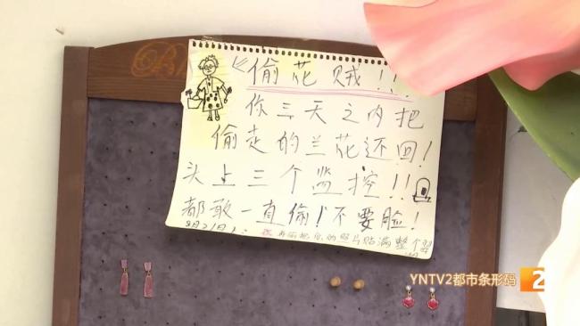 3次被偷兰花 店主气得手绘肖像警告 嚣张行径惹怒店主