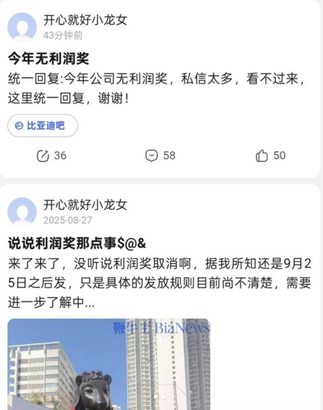 比亚迪被曝取消利润奖