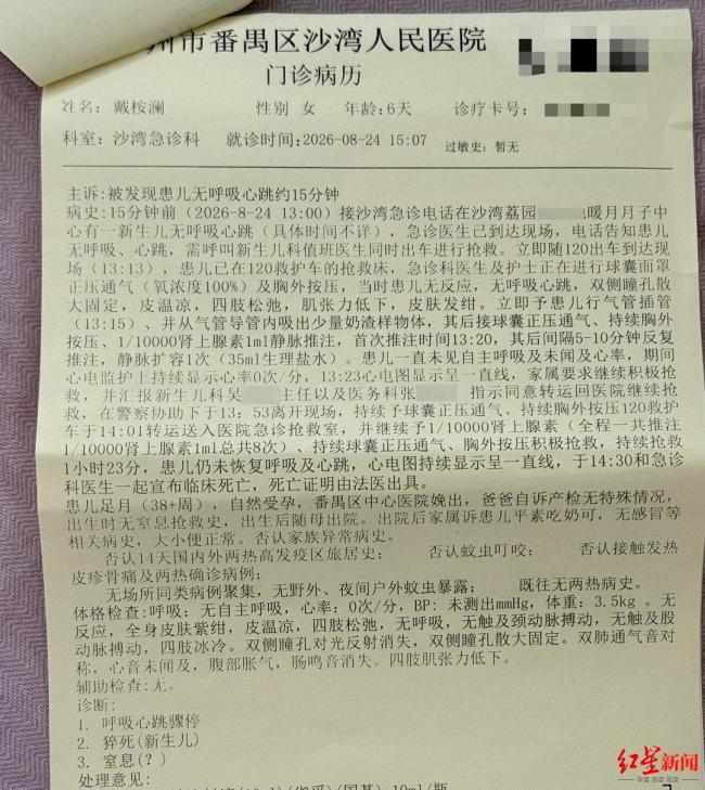 出生6天女婴死亡父母结婚6年才怀上 月子中心悲剧引发关注