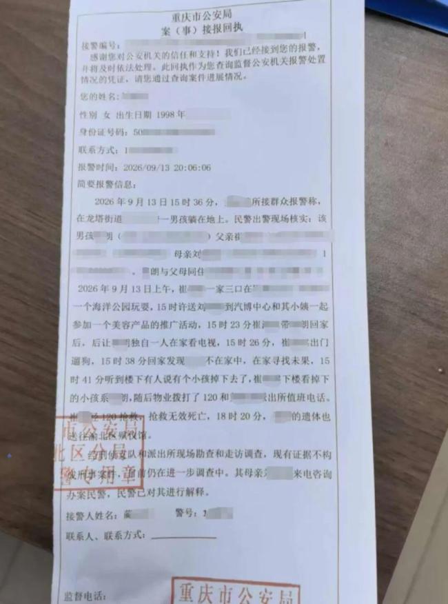 男童被独留家中坠楼12分钟发生了什么