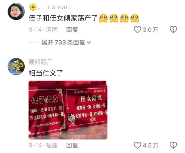 侄子侄女的资金压力不亚于父母
