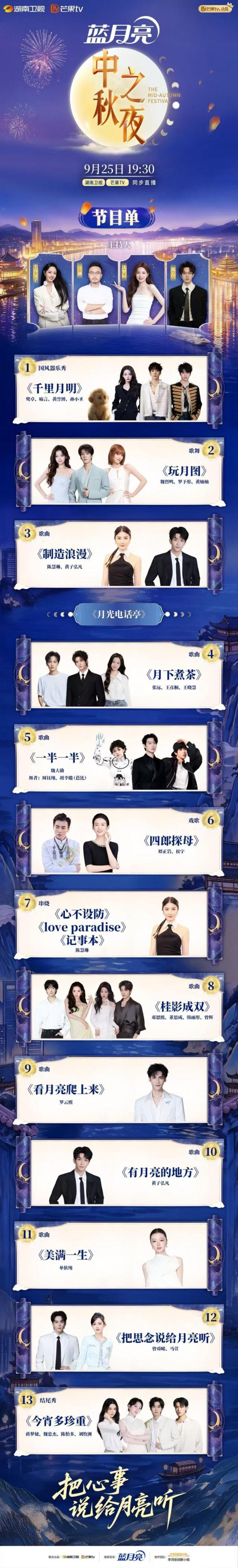 湖南卫视中秋晚会 月下温情上演