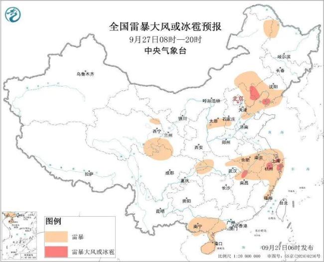 河北江西等地有雷暴大风或冰雹 强对流天气预警