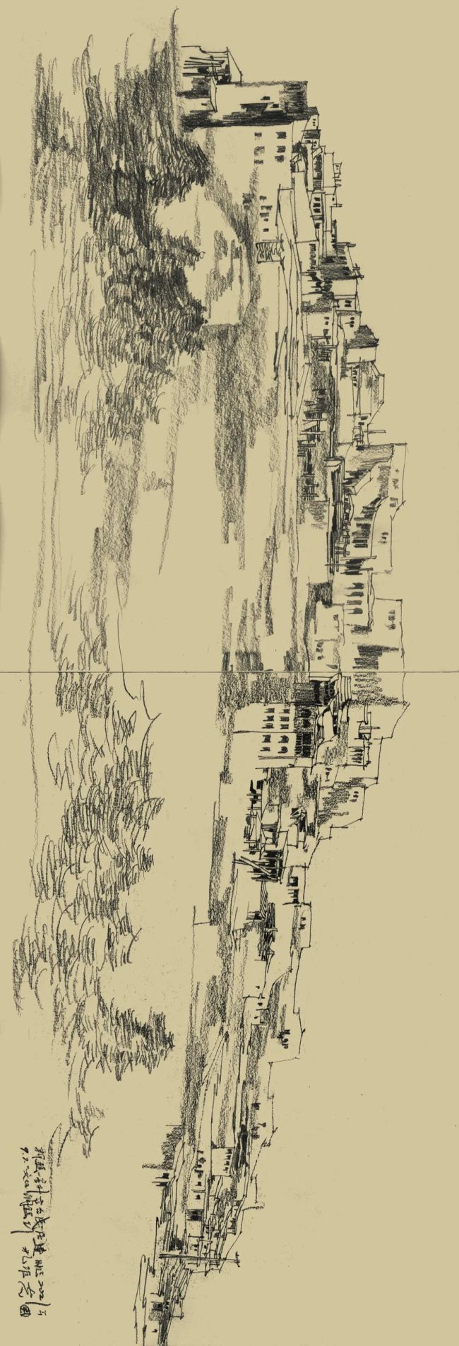 《喀什速写——高台民居全景》(铅笔/2021)《喀什速写——昆仑山下的