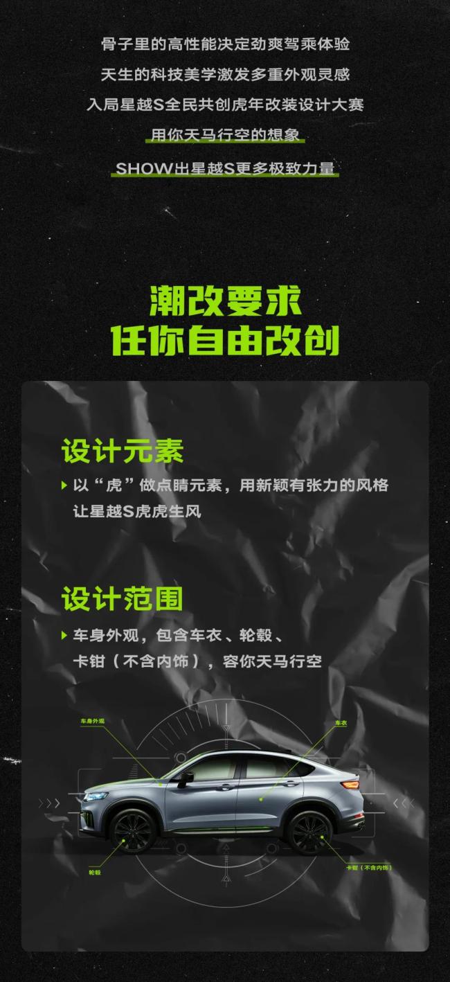 吉利星越S“虎年改装设计大赛”今日开启，邀你解锁潮改新玩法
