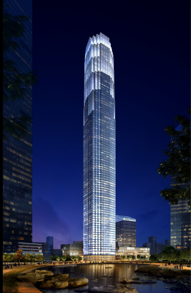 绿地山东国金中心已施工至85层,预计本月底核心筒完成封顶